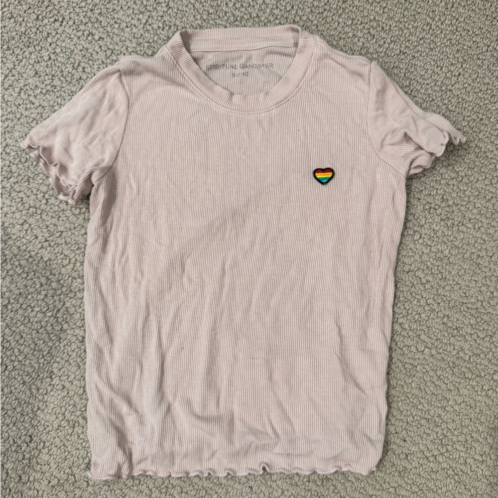 Girls Spiritual Gangster Shirt with Heart Patch Size 10